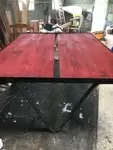 Metal and wood coffee table