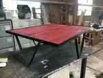 Metal and wood coffee table