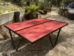 Metal and wood coffee table