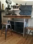 Metal and wood workbench