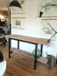 Metal and wood worktop