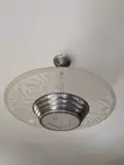 Modernist Bauhaus Chandelier Lamp 1935 Art Deco Chandelier Chrome and Frosted Glass