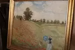 Oil painting wheat field and poppy