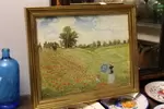 Oil painting wheat field and poppy