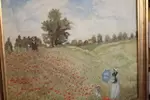 Oil painting wheat field and poppy