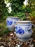 Old enamelled stoneware pots