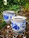 Old enamelled stoneware pots