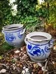 Old enamelled stoneware pots