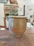 Old glazed stoneware grease or confit pot