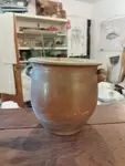 Old glazed stoneware grease or confit pot