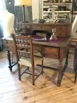 Old wooden leather writing desk