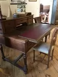 Old wooden leather writing desk