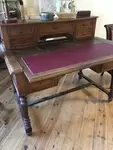 Old wooden leather writing desk