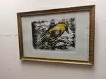 Oriole engraving old golden frame