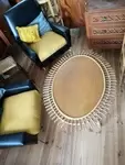 Oval rattan coffee table