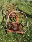 Pair of 1970s rattan garden armchairs