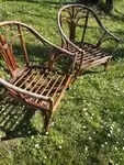 Pair of 1970s rattan garden armchairs