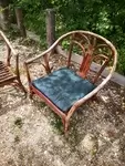 Pair of 1970s rattan garden armchairs