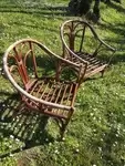 Pair of 1970s rattan garden armchairs