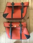 Pair of 60s orange saddlebags