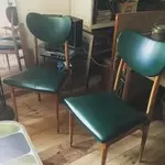 Pair of chairs in green skai