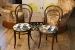 Pair of curved chairs