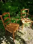 Pair of old straw armchairs