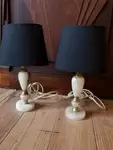 Pair of onyx and brass bedside lamps