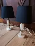 Pair of onyx and brass bedside lamps