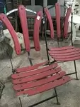 Pair of wrought iron garden chairs