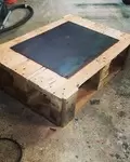 Pallet coffee table and steel plate