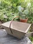 Wrought iron and wood harvest basket 