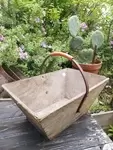 Wrought iron and wood harvest basket 