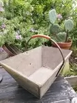 Wrought iron and wood harvest basket 