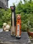 Panther and tiger carved in wood 