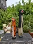 Panther and tiger carved in wood 