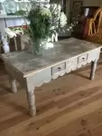 Patinated wooden coffee table