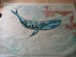 Painting on a nautical chart, 1960s 