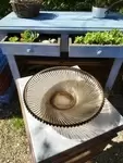 70s smoked glass dish 