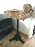 Reclaimed wood console and bistro legs