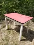 Red formica wood table