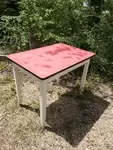 Red formica wood table