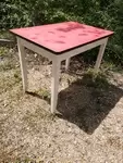 Red formica wood table