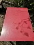 Red formica wood table