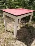 Red formica wood table