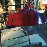 Red patina enameled lampshade