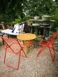 Round rattan coffee table