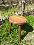 Rustic cowhide wooden stool