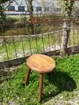 Rustic cowhide wooden stool