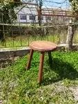 Rustic cowhide wooden stool
